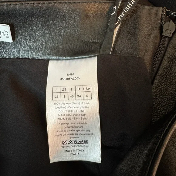 Christian Dior - 100% Lamb Skin Leather Skirt - 100% silk lining. Size US 4 - Picture 4 of 6